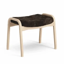 Lamino fotpall fårskinn espresso naturlackad bok