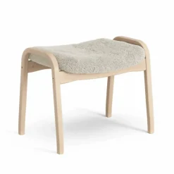 Lamino fotpall fårskinn moonlight naturlackad bok