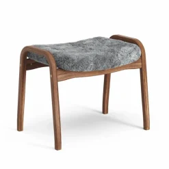 Lamino fotpall fårskinn scandinavian grey naturlackad valnöt