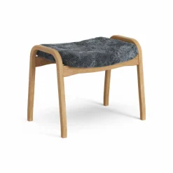 Lamino fotpall oljad ek/fårskinn Charcoal (mörkgrå)