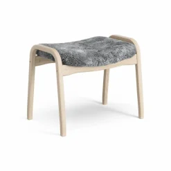 Lamino fotpall vitpigmenterad ek/fårskinn Scandinavian Grey (grå)