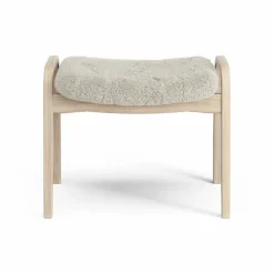 Lamino fotpall vitpigmenterad ek/fårskinn Moonlight (beige)