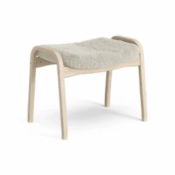 Lamino fotpall vitpigmenterad ek/fårskinn Moonlight (beige)