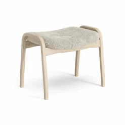 Lamino fotpall vitpigmenterad ek/fårskinn Moonlight (beige)