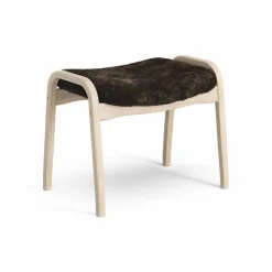 Lamino fotpall vitpigmenterad ek/fårskinn Espresso (brun)