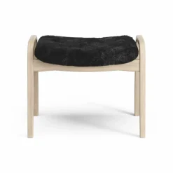 Lamino fotpall vitpigmenterad ek/fårskinn Black (svart)