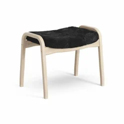 Lamino fotpall vitpigmenterad ek/fårskinn Black (svart)