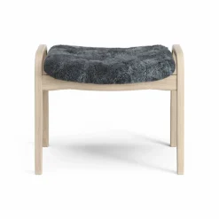 Lamino fotpall vitpigmenterad ek/fårskinn Charcoal (mörkgrå)