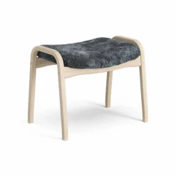 Lamino fotpall vitpigmenterad ek/fårskinn Charcoal (mörkgrå)
