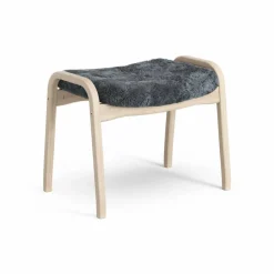 Lamino fotpall vitpigmenterad ek/fårskinn Charcoal (mörkgrå)