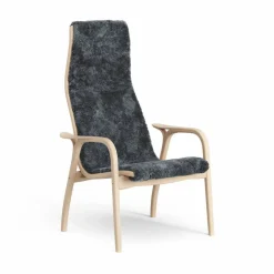 Lamino fåtölj lackad bok/fårskinn Charcoal (mörkgrå)