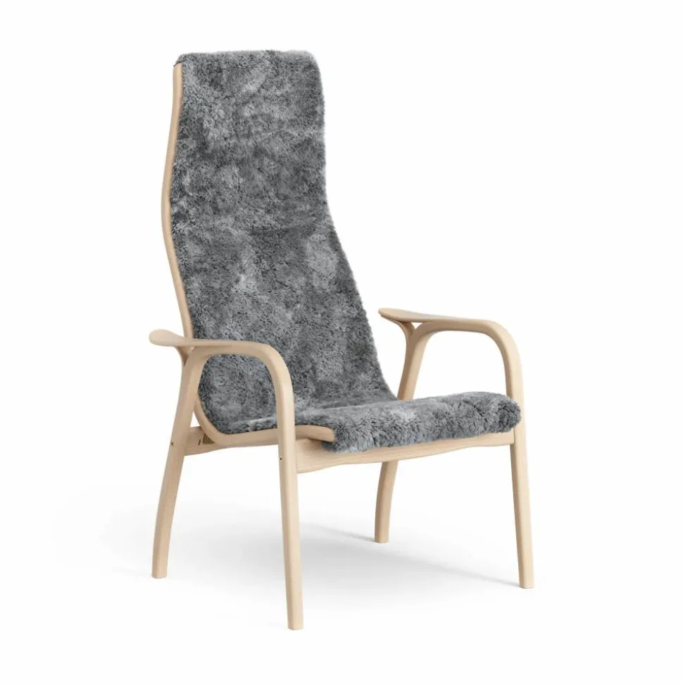 Lamino fåtölj lackad bok/fårskinn Scandinavian Grey (grå)