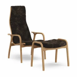 Lamino fåtölj och fotpall oljad ek/fårskinn Espresso (brun)