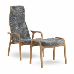 Lamino fåtölj och fotpall oljad ek/fårskinn Scandinavian Grey (grå)