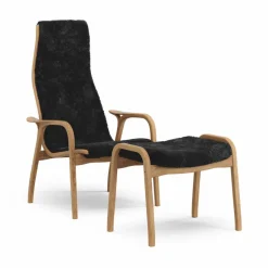 Lamino fåtölj och fotpall oljad ek/fårskinn Black (svart)