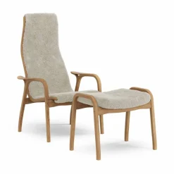 Lamino fåtölj och fotpall oljad ek/fårskinn Moonlight (beige)