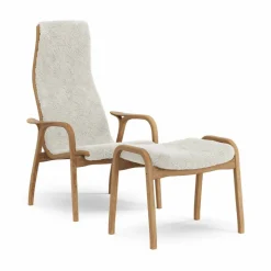 Lamino fåtölj och fotpall oljad ek/fårskinn Offwhite (vit)