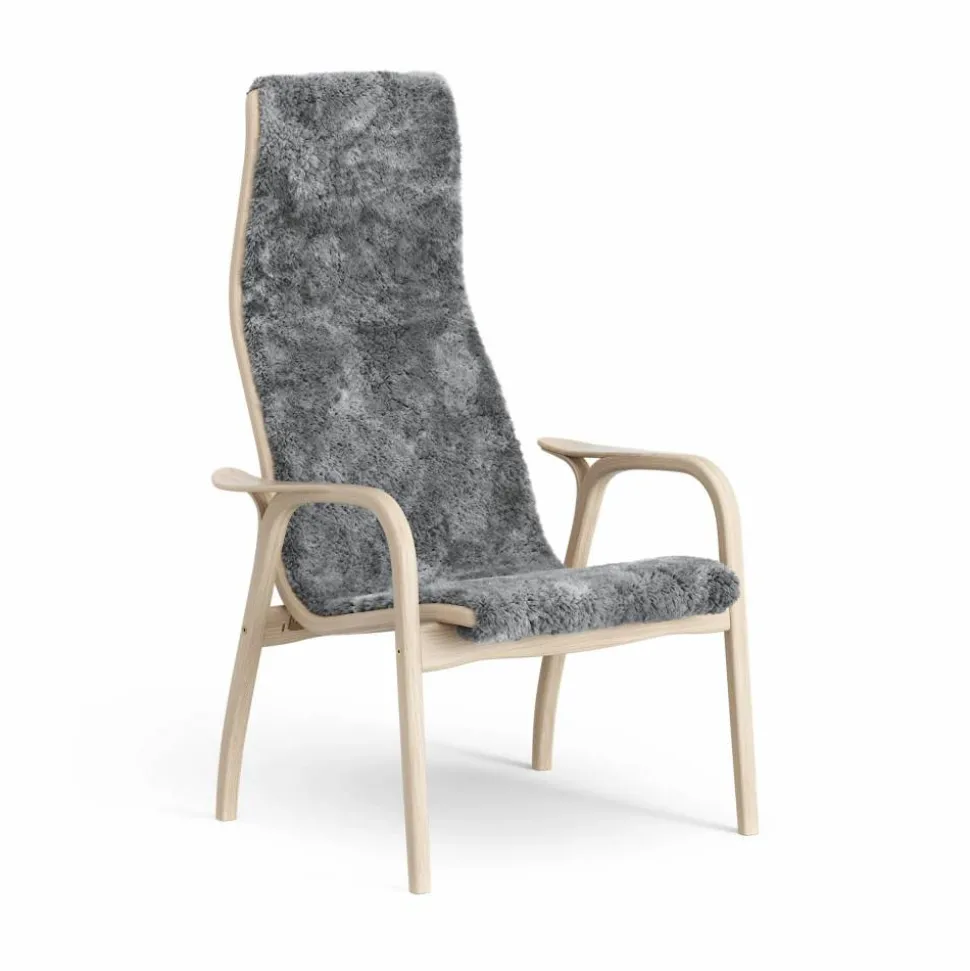 Lamino fåtölj vitpigmenterad ek/fårskinn Scandinavian Grey (grå)