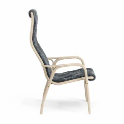 Lamino fåtölj vitpigmenterad ek/fårskinn Charcoal (mörkgrå)