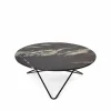 Large O Table soffbord Marmor marquina matt svartlack stativ