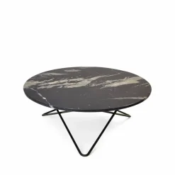 Large O Table soffbord Marmor marquina matt svartlack stativ