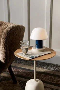 Lato bord LN8 Lacquered oak-Crema diva marble