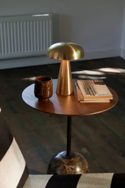 Lato bord LN8 Lacquered walnut-Emperador marble