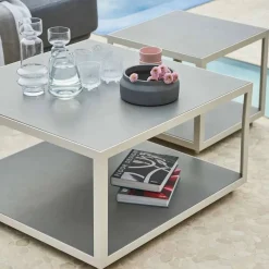 Level sidobord Teak-lava grey stativ