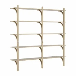 Levi hylla 5 hyllplan Naturlackerad ek-aluminium 180 cm