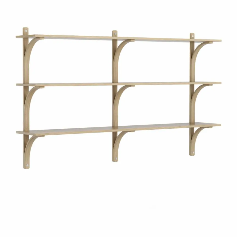 Levi hylla 3 hyllplan Naturlackerad ek-aluminium 180 cm