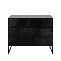 Line byrå Black-3 lådor-svarta metallben