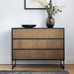 Line byrå Walnut/black-6 lådor-vägghängd