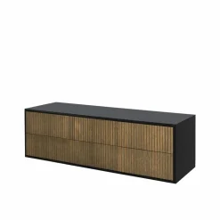 Line byrå Walnut/black-6 lådor-vägghängd