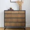 Line Hög byrå Walnut/white-3+3 lådor-kromben