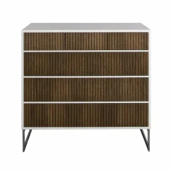 Line Hög byrå Walnut/white-3+3 lådor-kromben