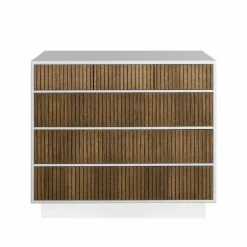 Line Hög byrå Walnut/white-3+3 lådor-sockel
