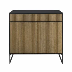Line Hög skänk walnut/black 2dörrar+2lådor+1hylla svarta metallben