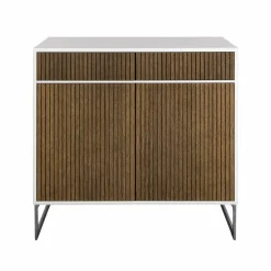 Line Hög skänk walnut/white 2dörrar+2lådor+1hylla kromben