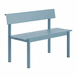 Linear Steel bänk med ryggstöd Pale blue 110x34 cm