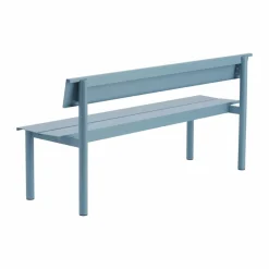 Linear Steel bänk med ryggstöd Pale blue 170x34 cm