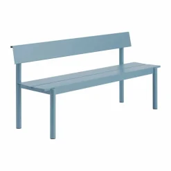 Linear Steel bänk med ryggstöd Pale blue 170x34 cm