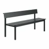 Linear Steel bänk med ryggstöd Black 170x34 cm