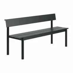 Linear Steel bänk med ryggstöd Black 170x34 cm