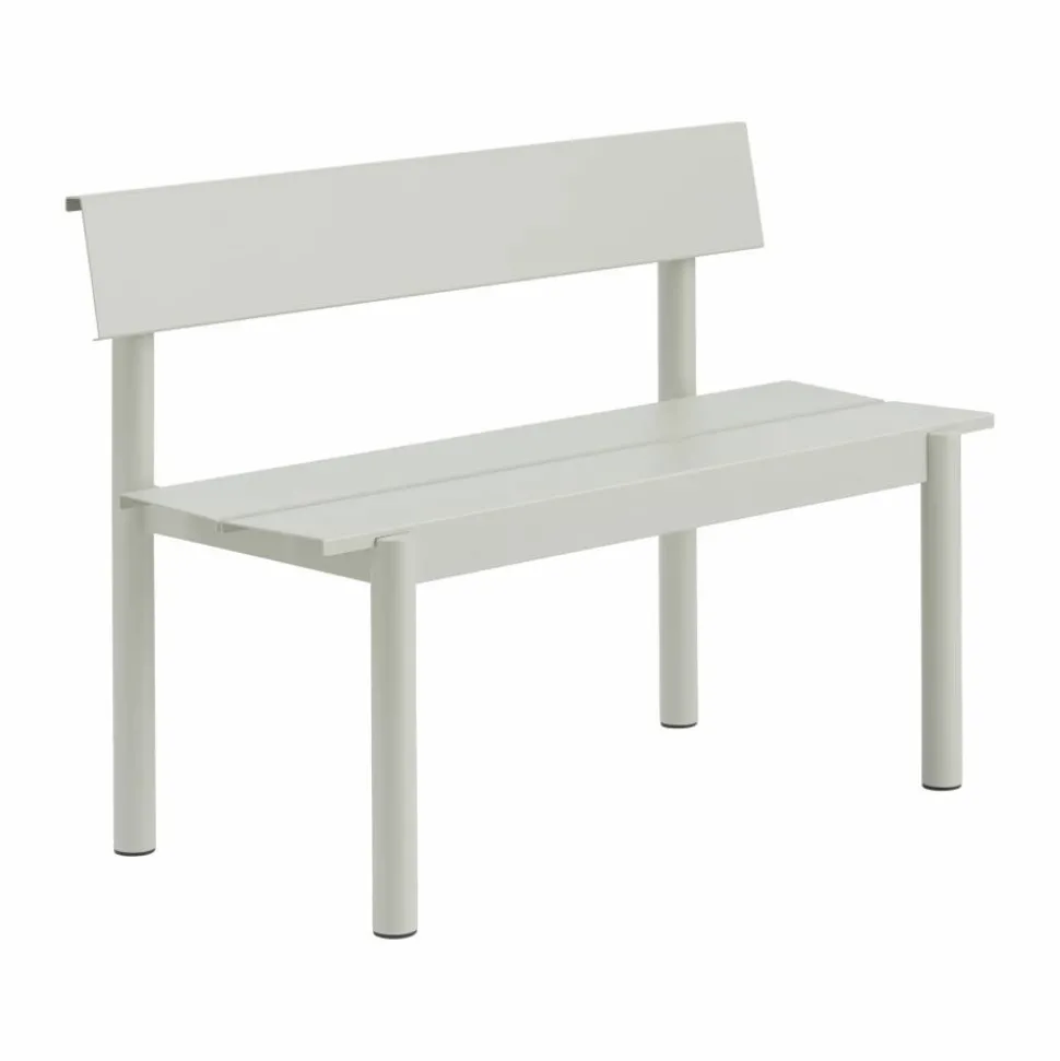 Linear Steel bänk med ryggstöd Grey 110x34 cm