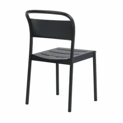 Linear steel side chair stol Black