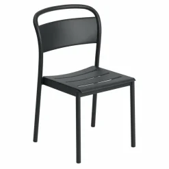 Linear steel side chair stol Black