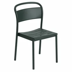 Linear steel side chair stol Dark green