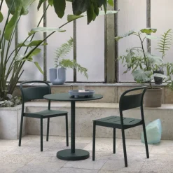 Linear steel side chair stol Dark green