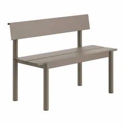 Linear Steel bänk med ryggstöd Taupe 110x34 cm