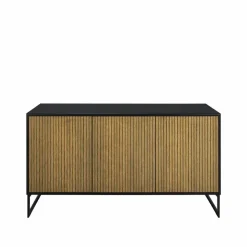 Line skänk walnut/black 3dörrar+2hyllor svarta metallben